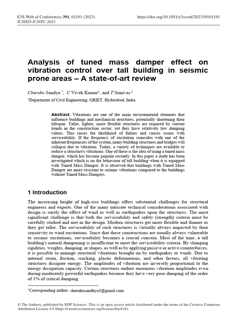 Tuned Mass Dampers in Seismic Control | PDF | Classical Mechanics ...