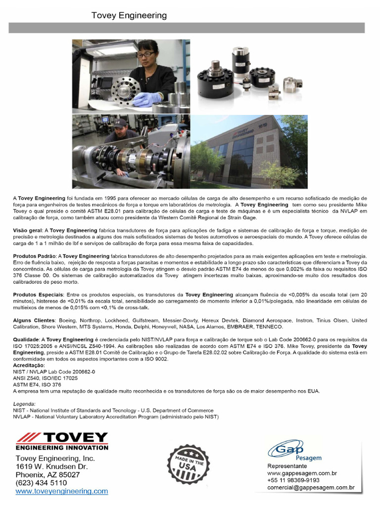 Apresentação Tovey Engineering | PDF