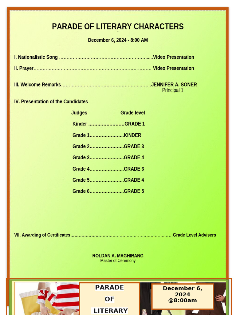 PROGRAM. Literary Characters 2024 | PDF