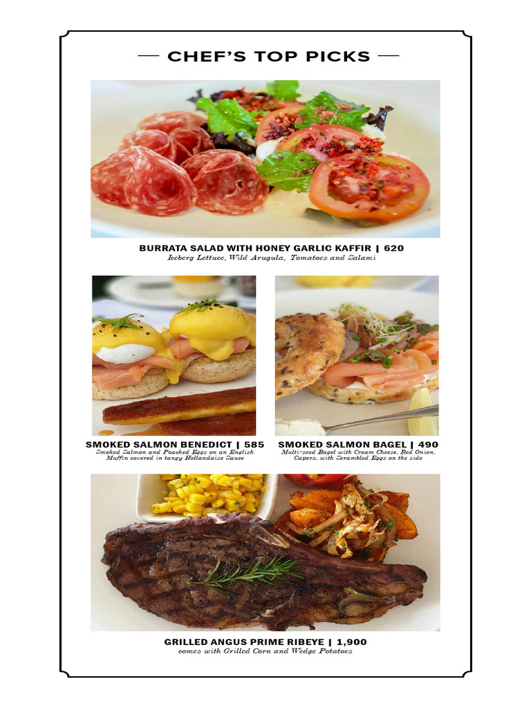 Chef's Top Picks: Breakfast & Brunch Menu | PDF | Pancake | Salad