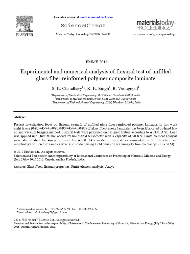 Flexural Test of Unfilled Glass Fiber Reinforced Polymer Composite ...