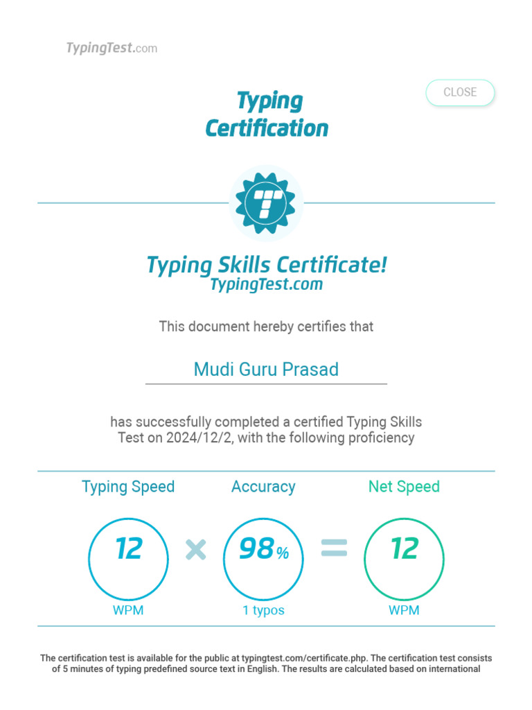 Typing Certification | PDF