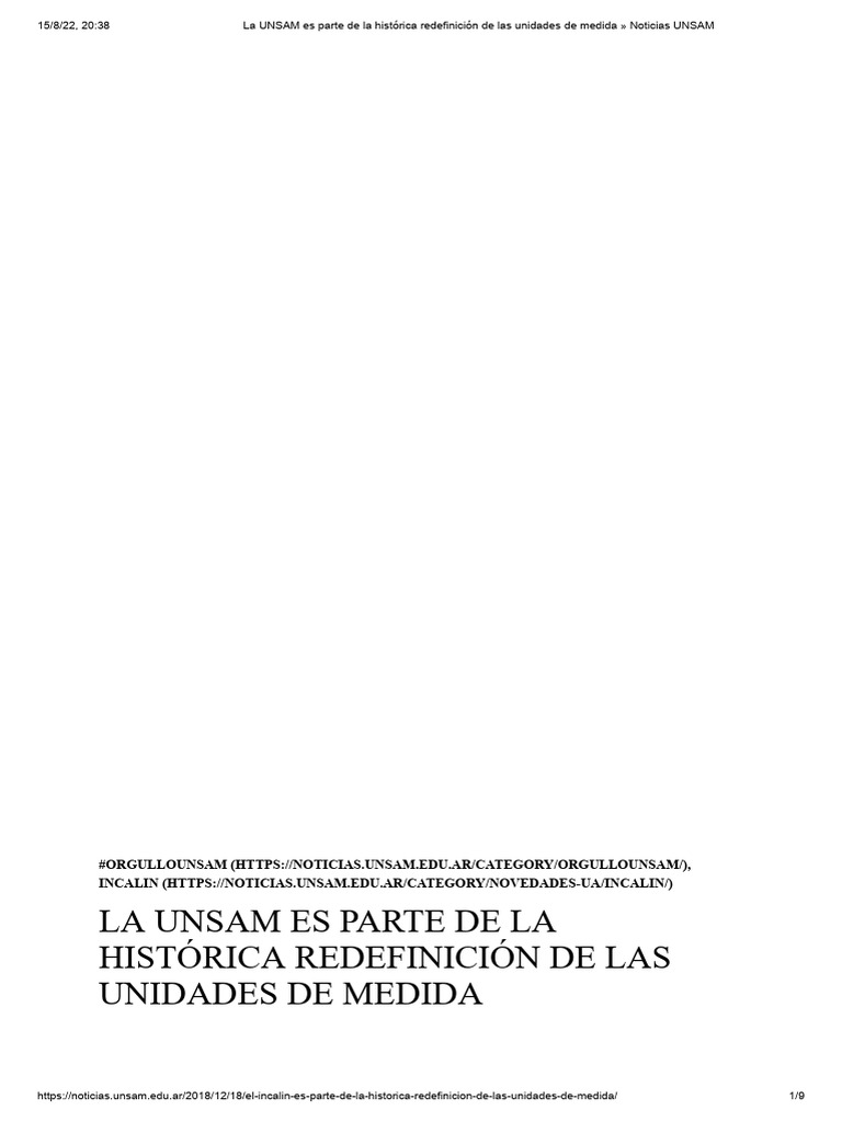 UNSAM y la redefinición de unidades de medida | PDF | Kilogramo | Masa
