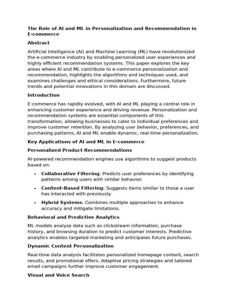 AI & ML in E-commerce Personalization | PDF | Machine Learning ...