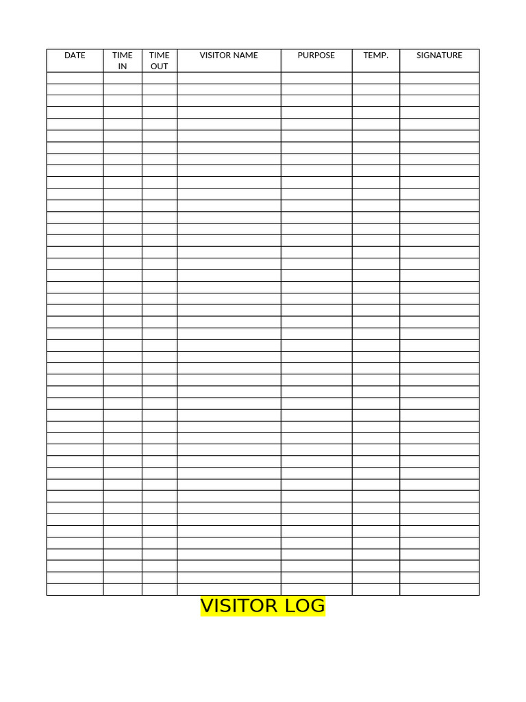 Visitors Log | PDF