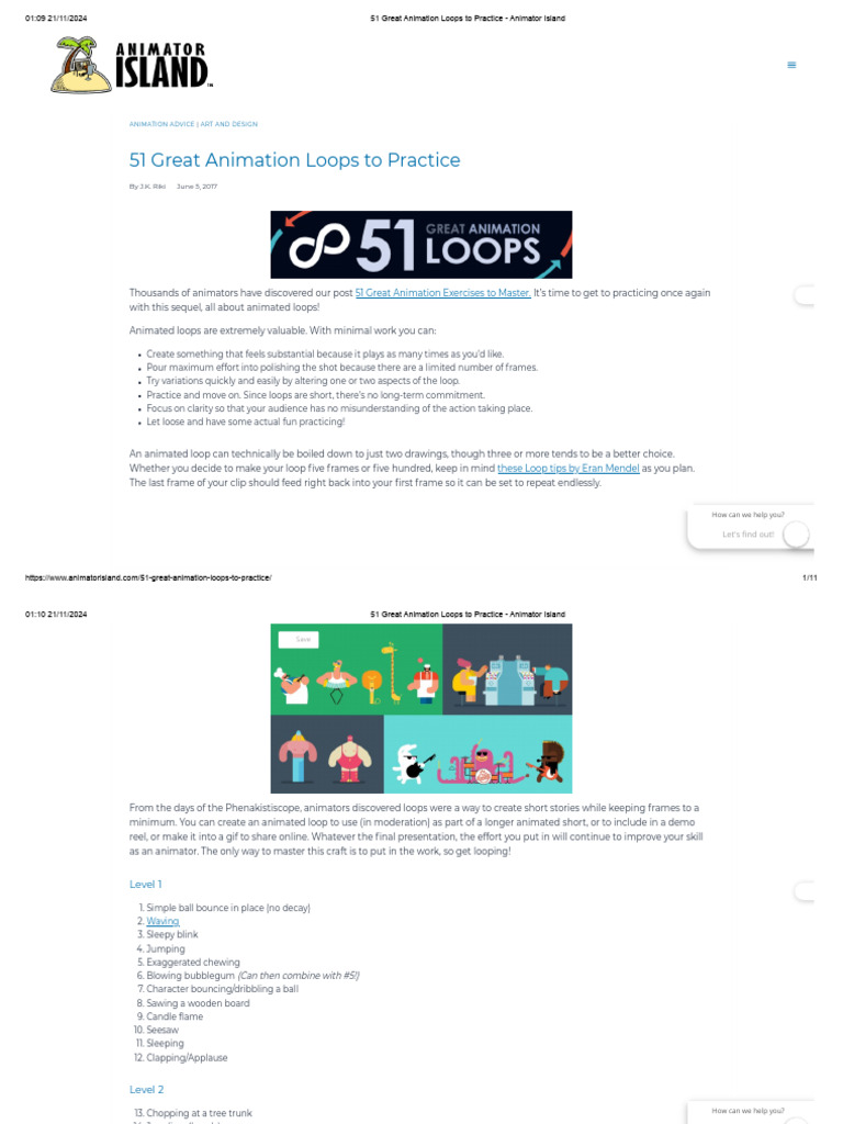 51 Animation Loops for Practice | PDF