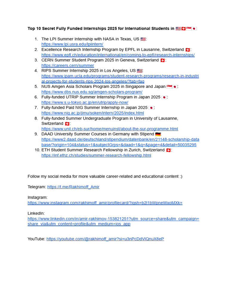 Top Fully Funded Internships 2025 | PDF | National Symbols | Flag