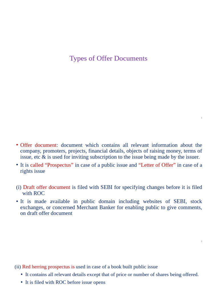 Types of Offer Documents Explained | PDF | Initial Public Offering ...