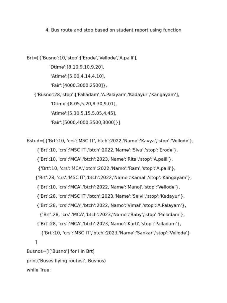 Bus Route and Stop Based On Student Report Using Function - Update ...