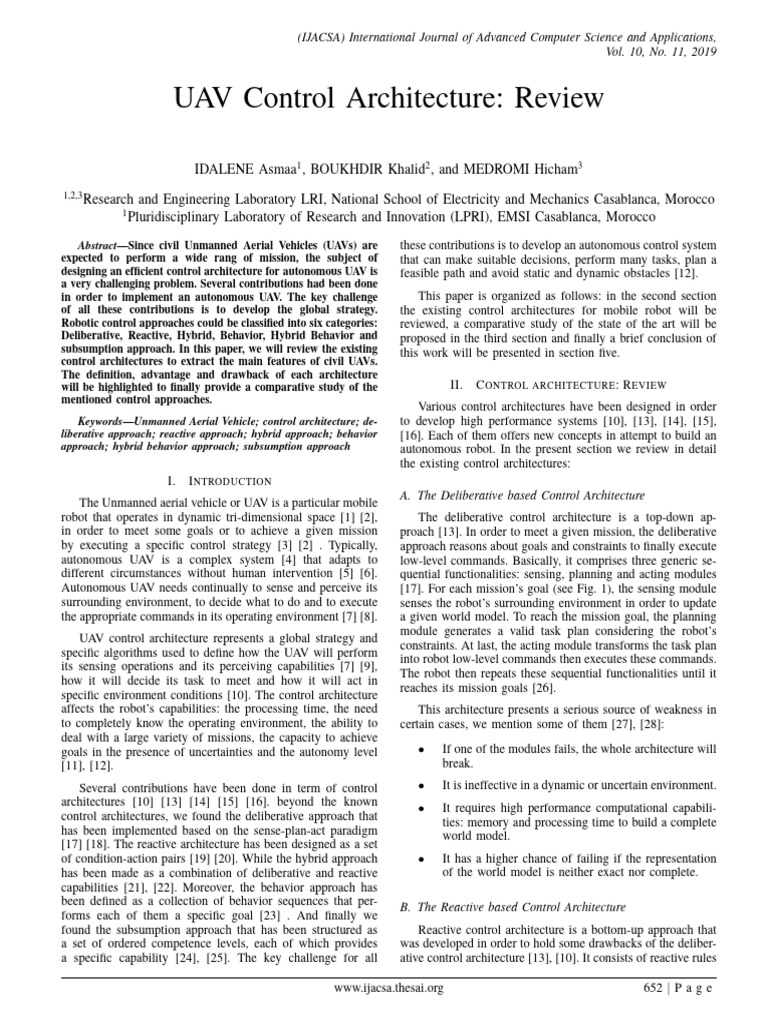 UAV Control Architecture Review | PDF | Unmanned Aerial Vehicle | Robot
