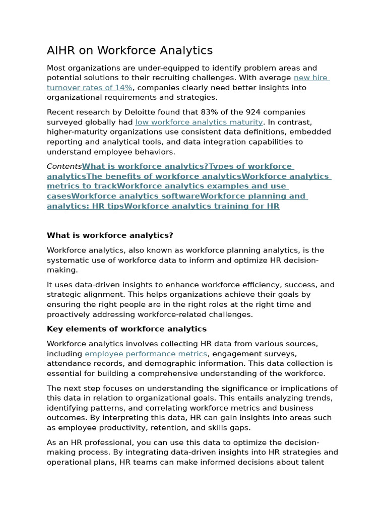 Understanding Workforce Analytics Essentials | PDF | Analytics ...