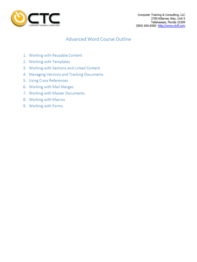 Advanced Word Skills for Professionals | PDF