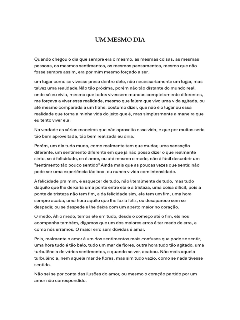 Reflexões sobre a Vida e Sentimentos | PDF | Amor | Realidade