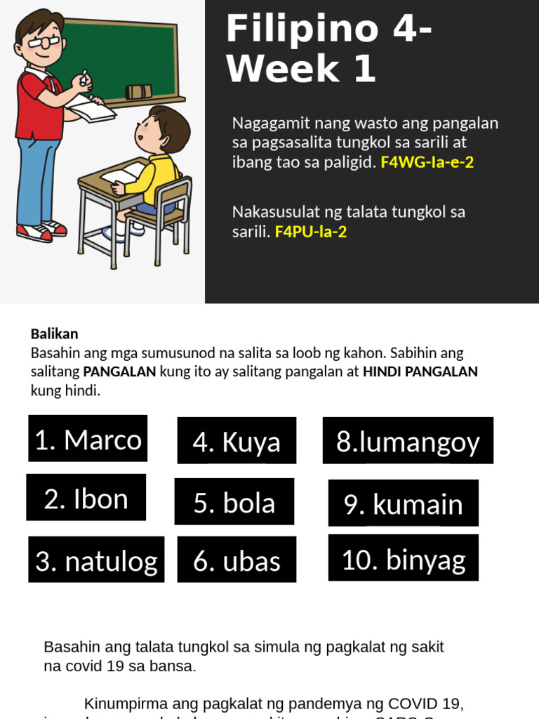 Filipino 4-Week 1 | PDF