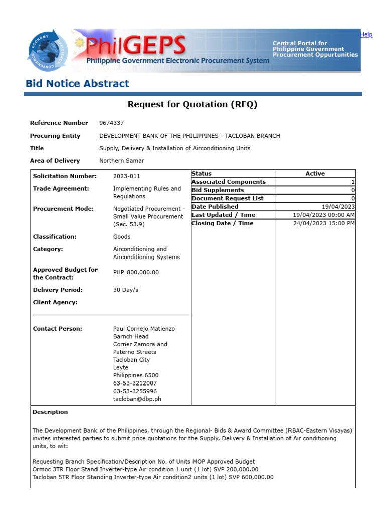 Print Able Bid Notice Abstract Pdf Business