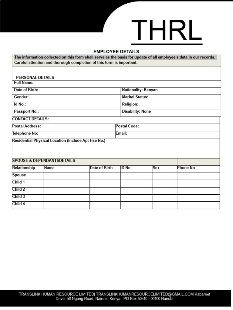 Copy-Employee Details Form, Nov2024 | PDF