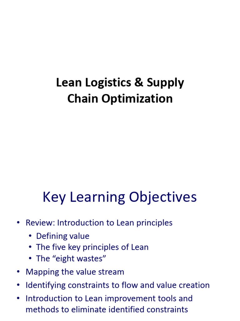 Lean Logistics Supply Chain Optimization 1661675920 | PDF | Lean ...