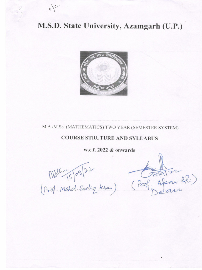 Ma - M.sc. Mathematics Syllabus | PDF