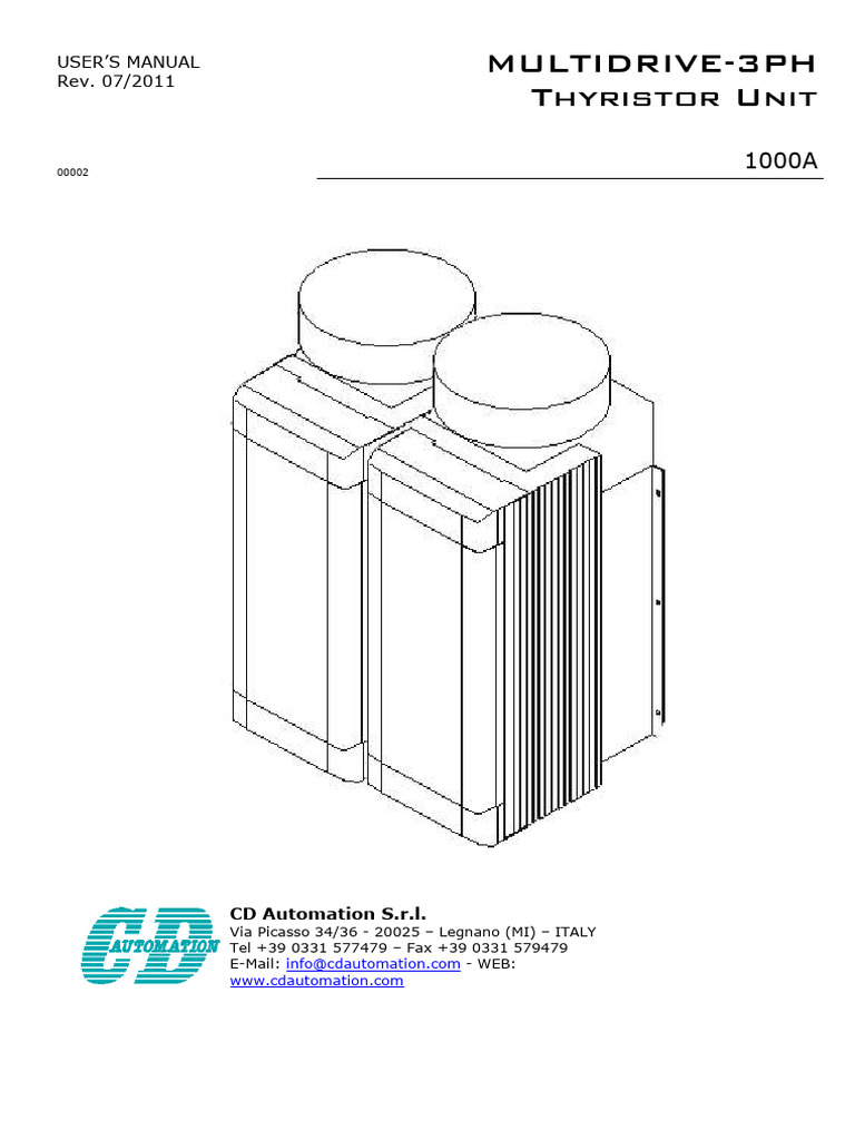 MULTIDRIVE-3PH Thyristor Unit Manual | PDF | Power Supply | Transformer