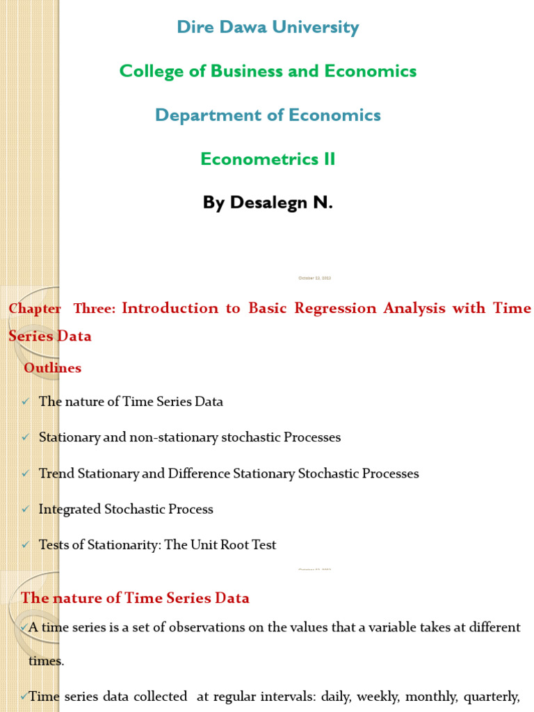 Time Series Regression Analysis Basics | PDF | Stationary Process ...