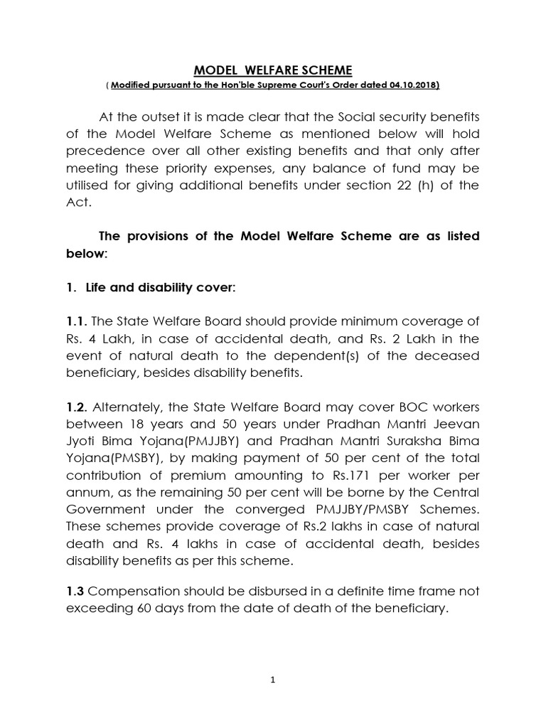 Model Welfare Scheme for BOC Workers | PDF | Welfare | Expense