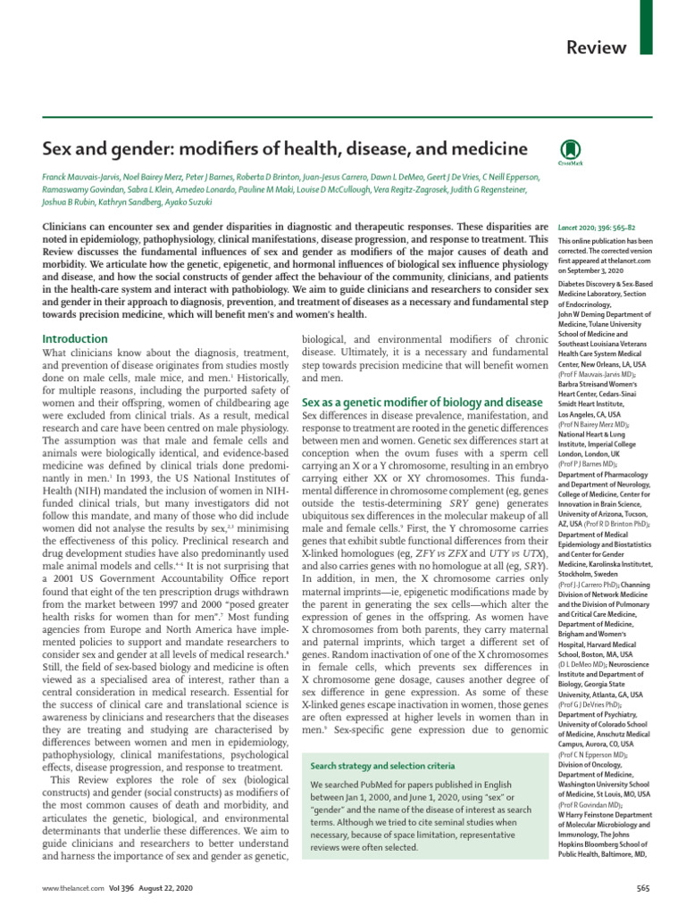 Sex and Gender in Medicine (1) | PDF | Coronary Artery Disease ...