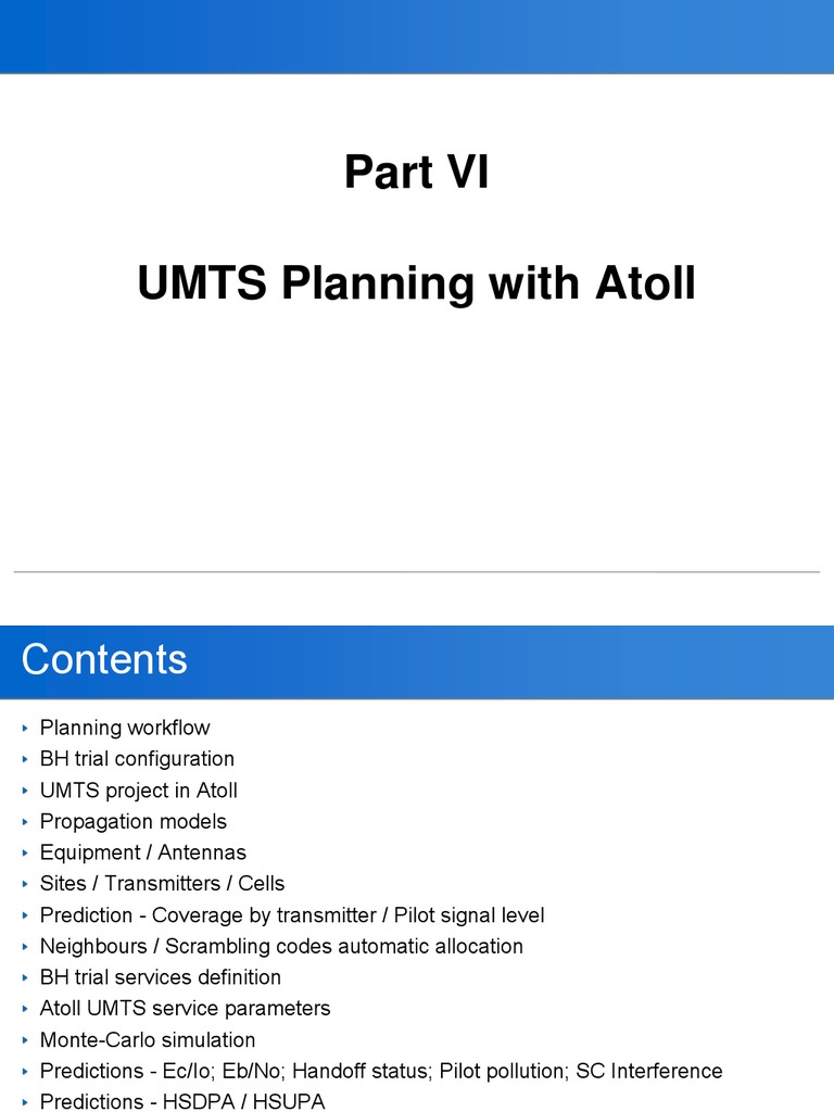 Umts Training Part Vi Umts Planning With Atoll Pdf High Speed