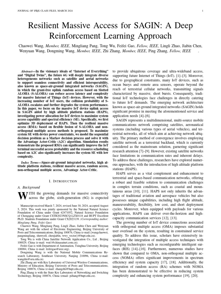 Resilient Massive Access For SAGIN A Deep Reinforcement Learning ...