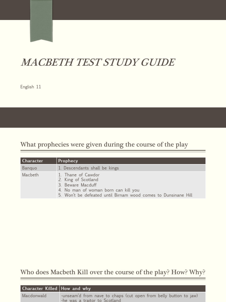 Macbeth Study Guide Key | PDF | Macbeth | Shakespearean Tragedies