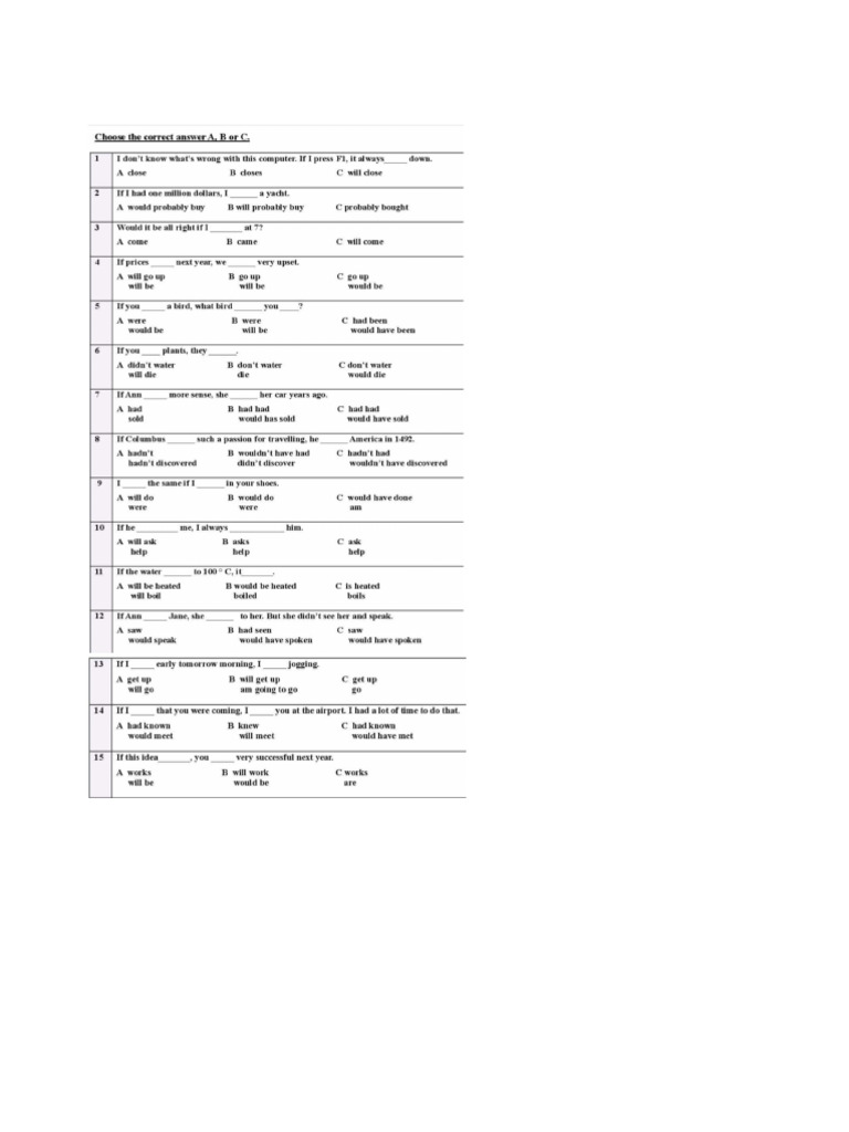 Conditional Sentences Answer Key | PDF