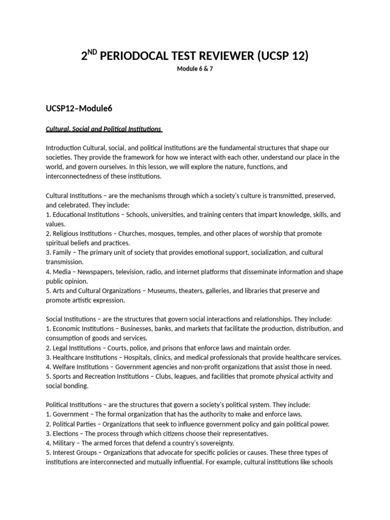 2ND Periodocal Test Reviewer Ucsp 12 | PDF | Social Stratification ...