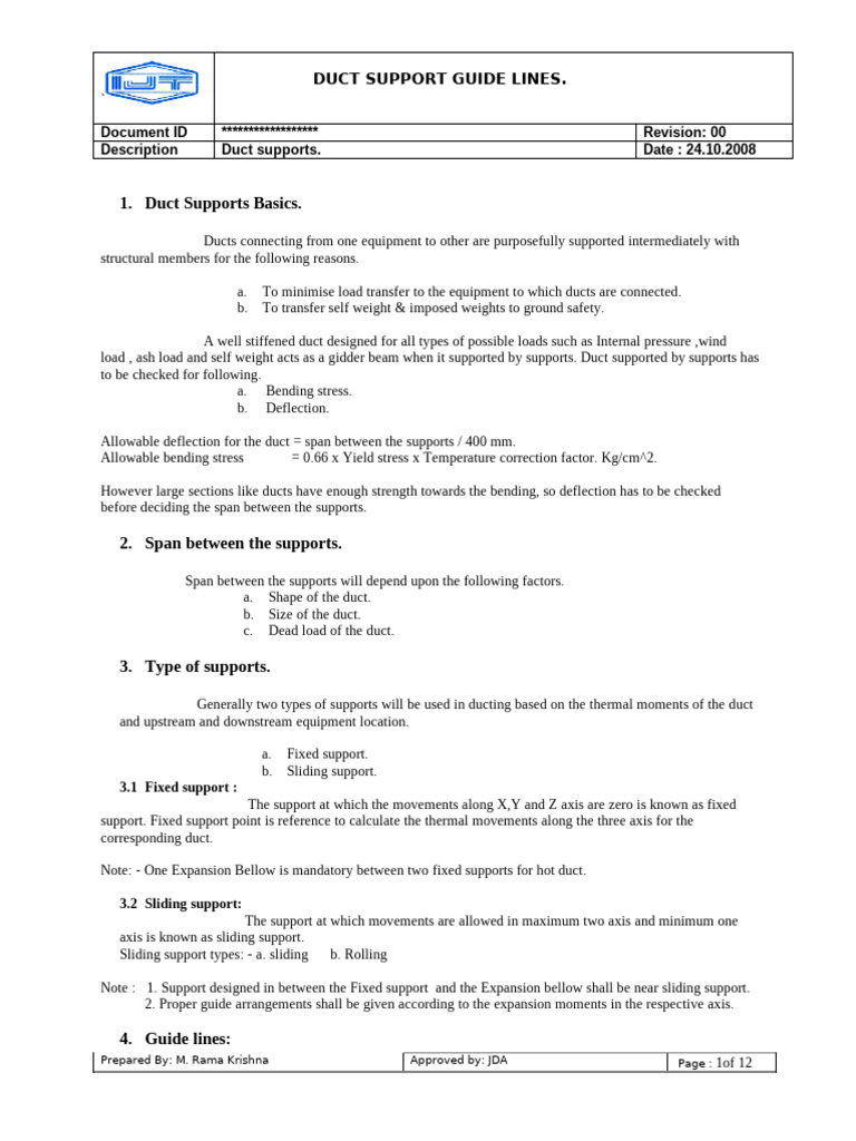 Duct Support Guidelines and Standards | PDF | Bending | Civil Engineering