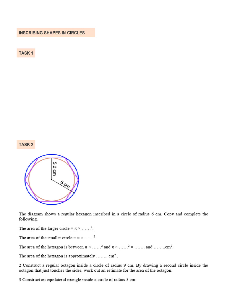 Inscribing Shapes in Circles Guide | PDF