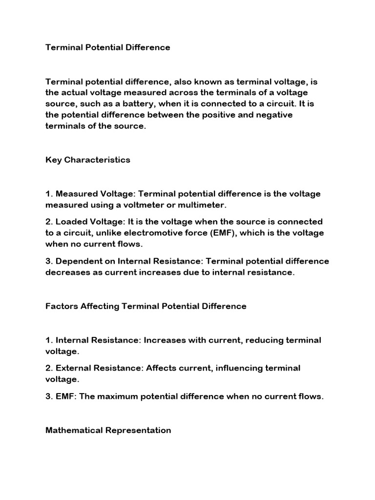 Understanding Terminal Voltage and EMF | PDF | Voltage | Electrical Network