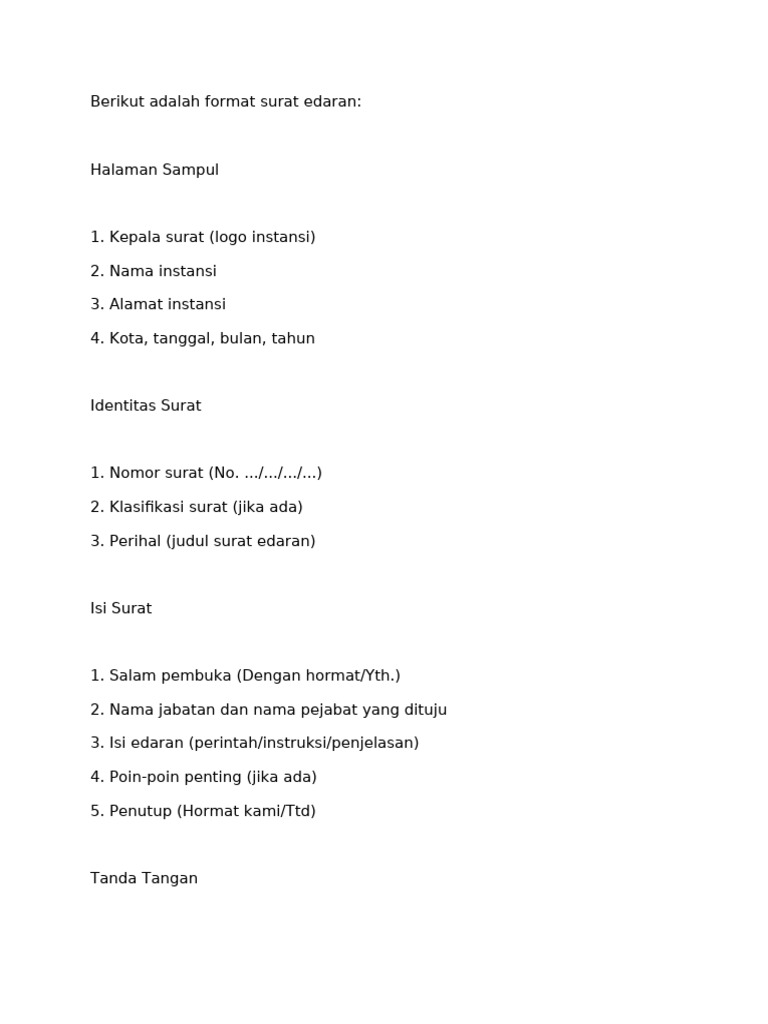 Format dan Contoh Surat Edaran Resmi | PDF