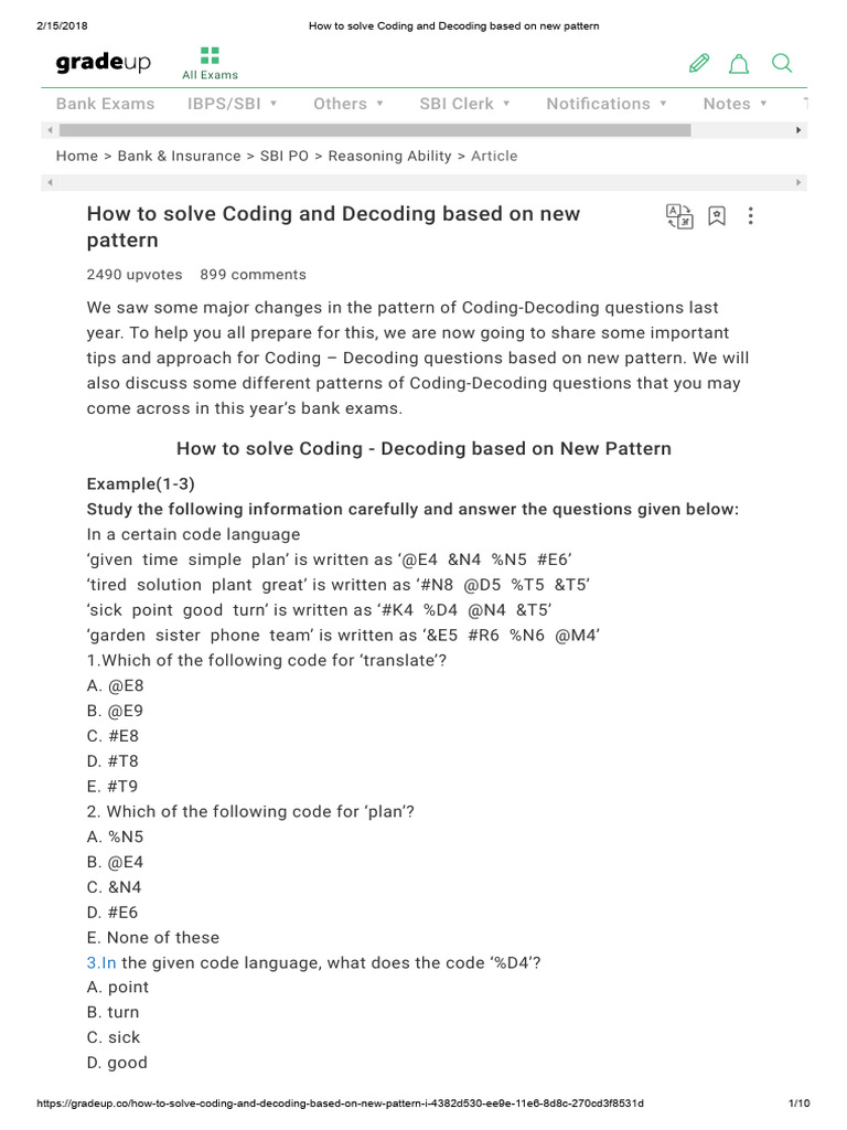 How to Solve Coding and Decoding Based on New Pattern | PDF | Code ...