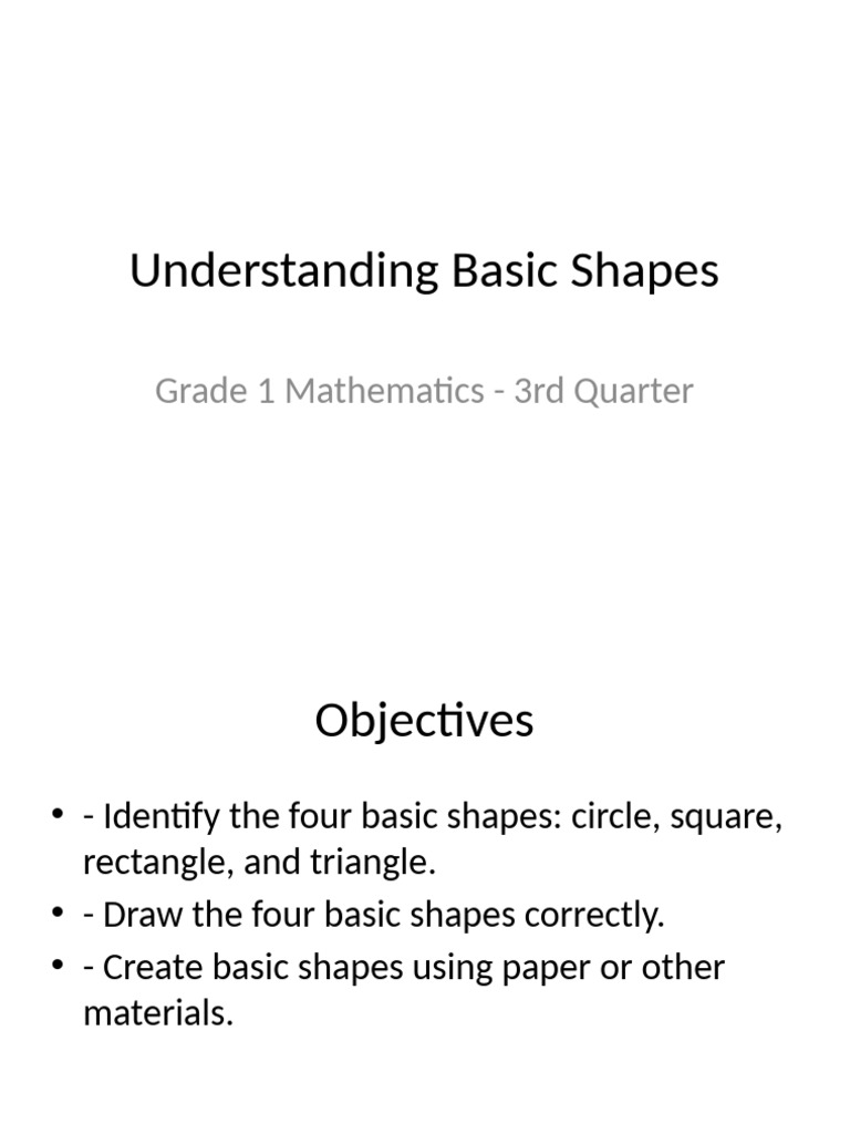 Basic Shapes for Grade 1 Learning | PDF