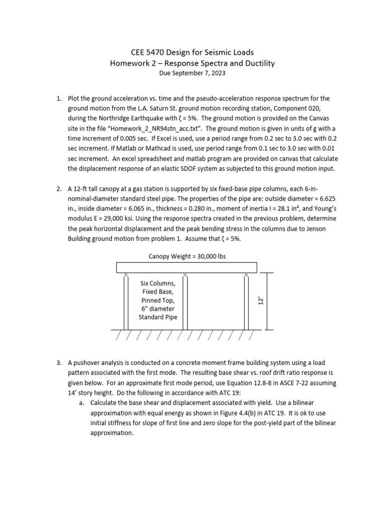 Seismic Load Design Homework 2 Guide | PDF | Bending | Materials Science
