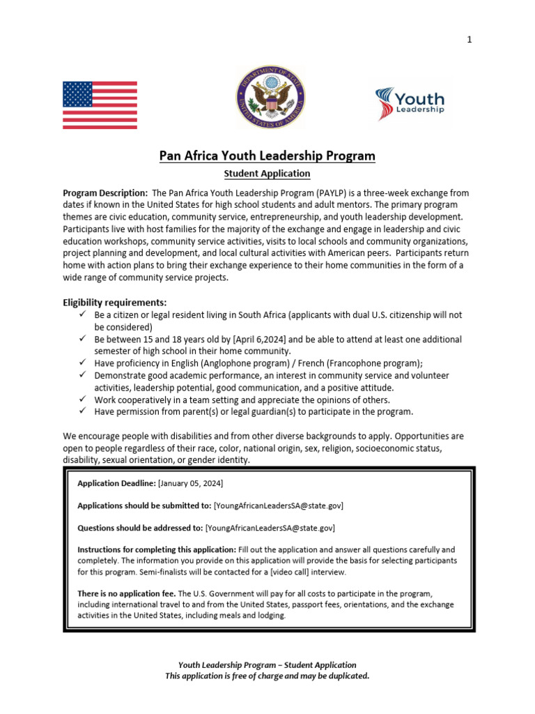 PAYLP Student Application Guide | PDF | Passport | Leadership