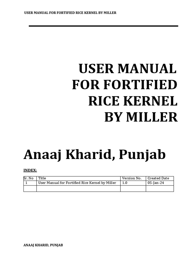 Fortified Rice Kernel User Manual | PDF
