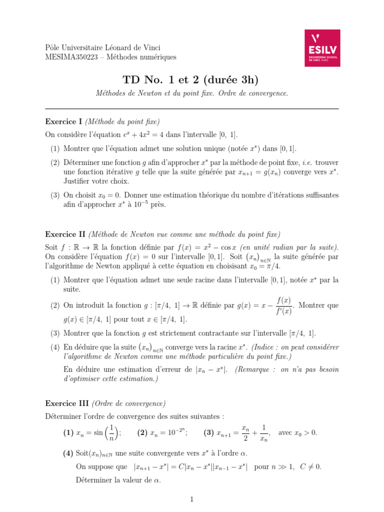 Méthodes Numériques et Python en TD | PDF | Mathématiques de l ...