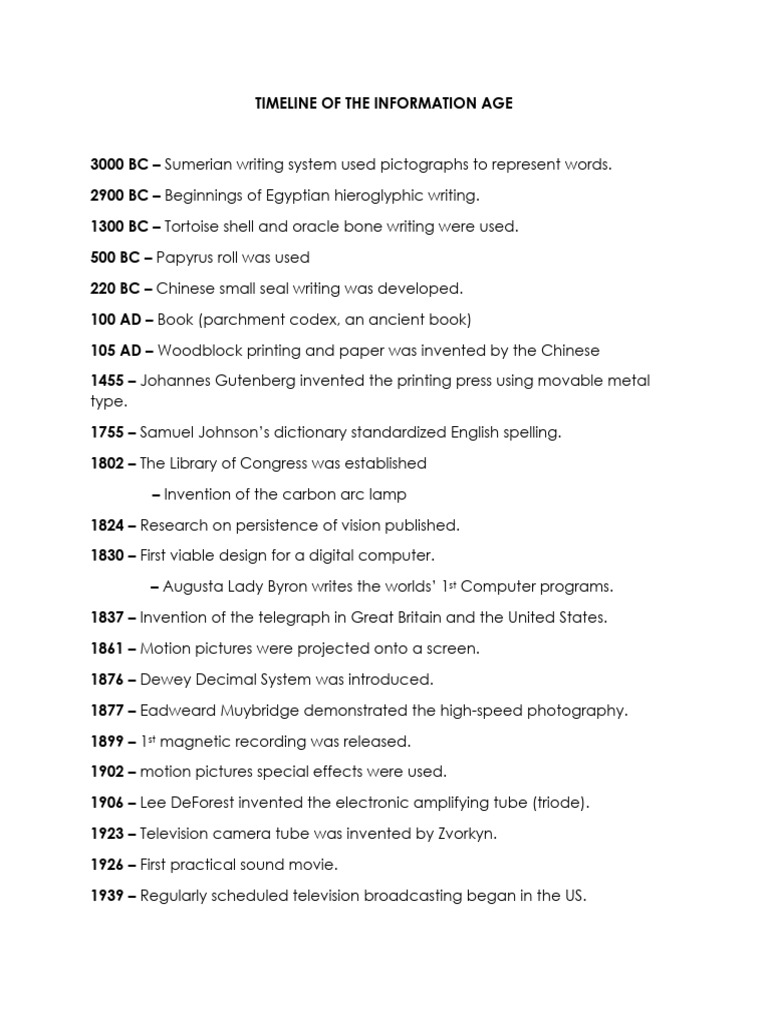 Timeline of the Information Age | PDF | Integrated Circuit | Books
