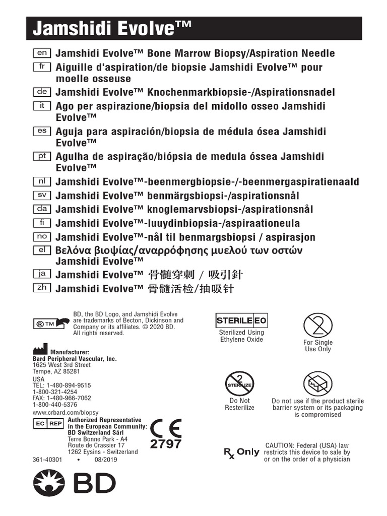 IFU-Jamshidi Evolve Bone Marrow Biopsy | PDF | Biopsy | Medical