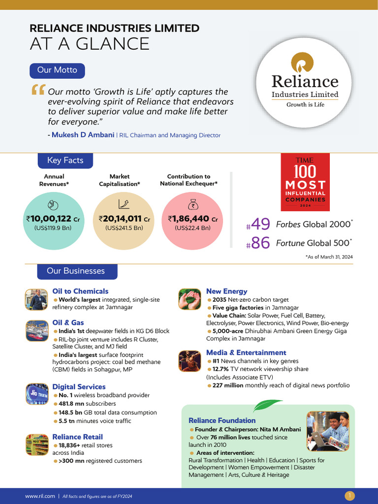 Reliance Industries Overview 2024 | PDF | Nature