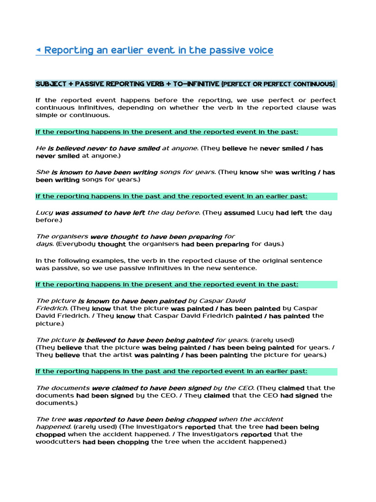 Passive Voice in Reporting Events | PDF | Semantic Units | Linguistic ...
