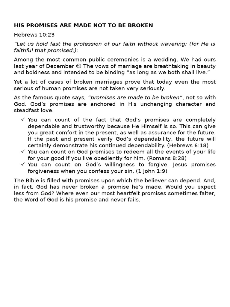 God's Unbreakable Promises | PDF