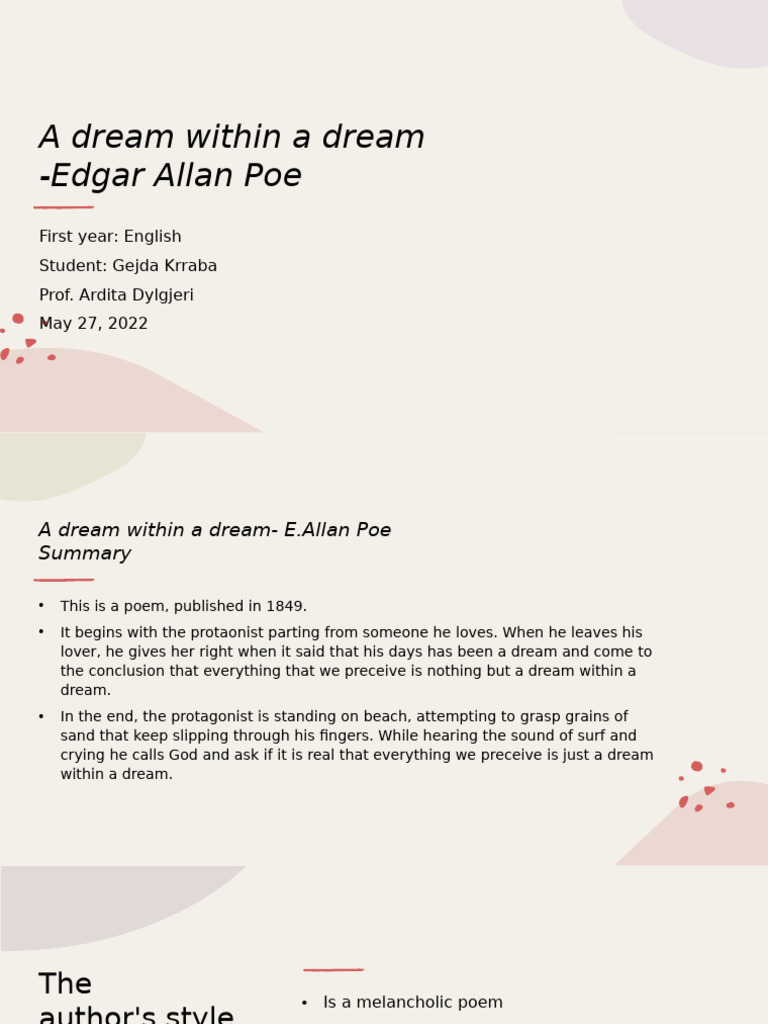 A Dream Within A Dream | PDF | Poetry | Dream