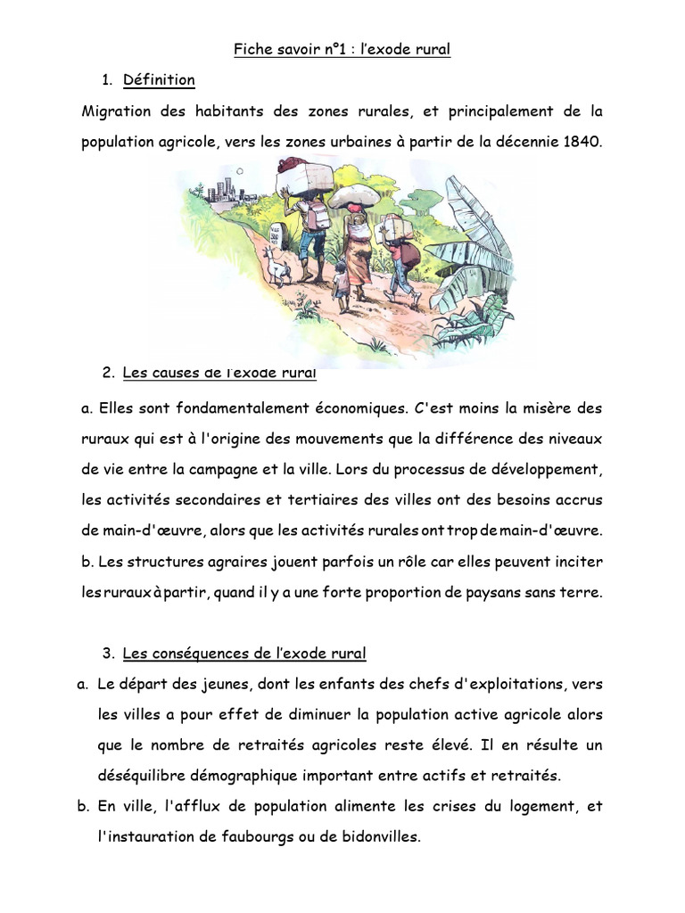 Définition et conséquences de l'exode rural | PDF