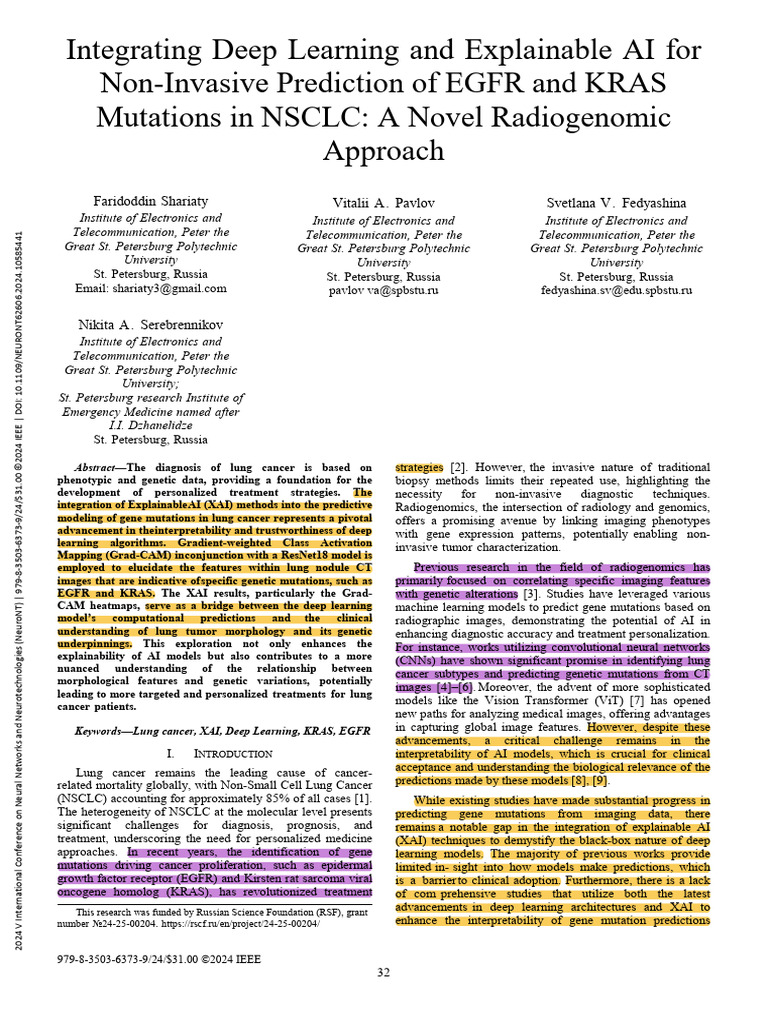 Deep Learning for EGFR & KRAS in NSCLC | PDF | Personalized Medicine ...