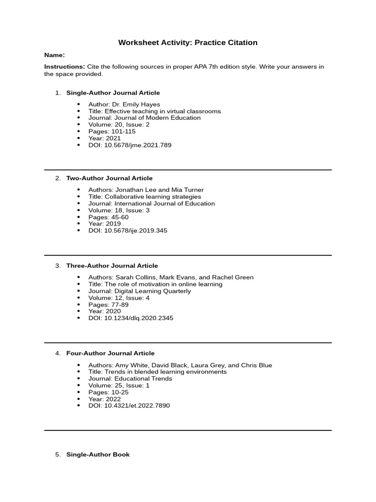 Worksheet | PDF
